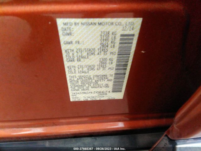 5N1AZ2MG1FN206674 Nissan Murano Platinum