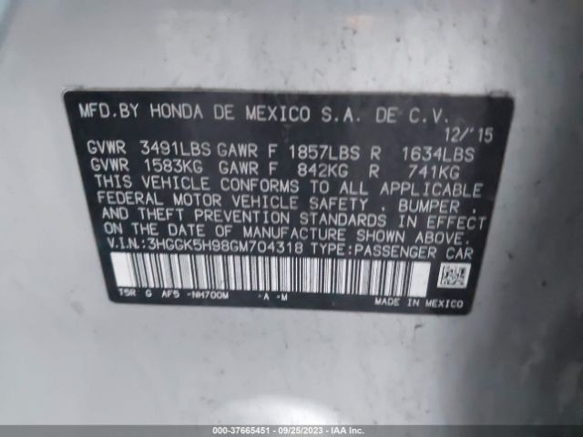 3HGGK5H98GM704318 Honda Fit Ex-l