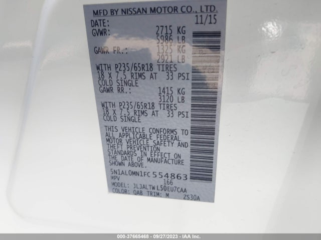 5N1AL0MN1FC554863 Infiniti QX60