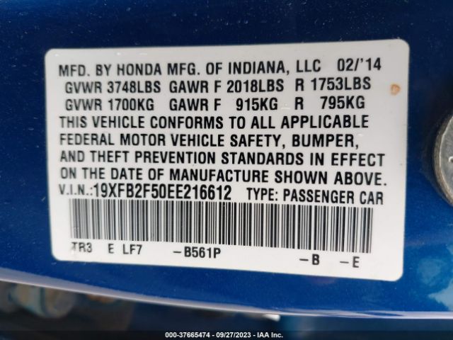 19XFB2F50EE216612 Honda Civic Sedan Lx