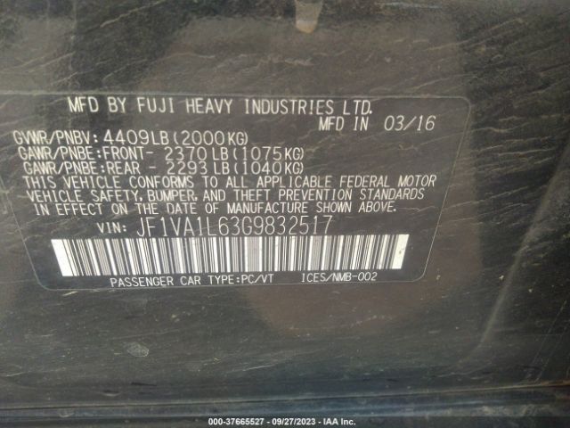 JF1VA1L63G9832517 Subaru Wrx Limited