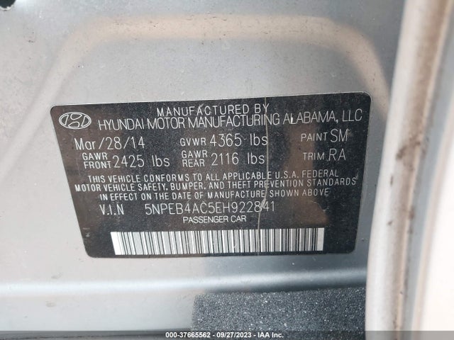 Hyundai SONATA GLS 2014 5NPEB4AC5EH922841 Image 9