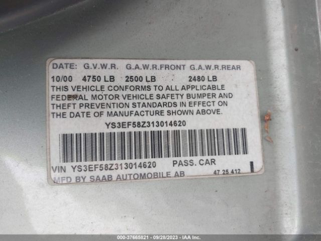 2001 SAAB 9-5 YS3EF58Z313014620 Photo 8