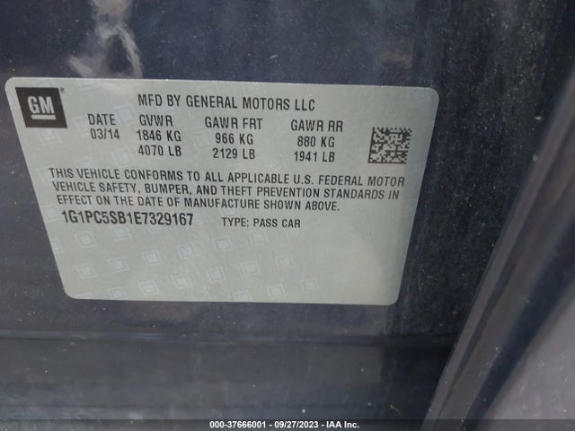 Chevrolet Cruze 1lt 2014 1G1PC5SB1E7329167 Image 9