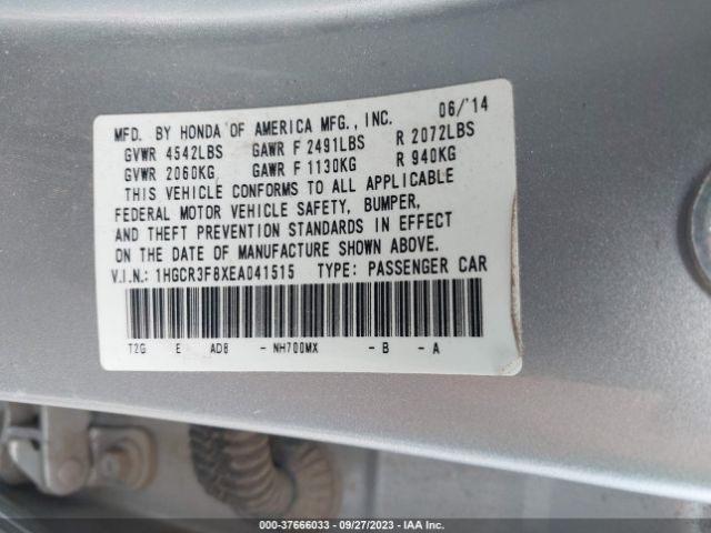 1HGCR3F8XEA041515 Honda Accord Sedan Ex-l