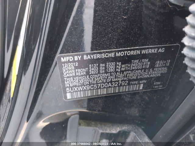 2013 BMW X3 XDRIVE28I VIN: 5UXWX9C57D0A32792