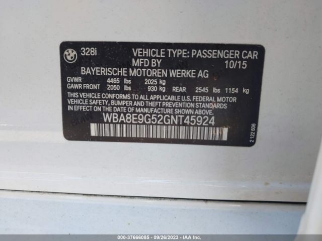 WBA8E9G52GNT45924 BMW 3 Series 328i