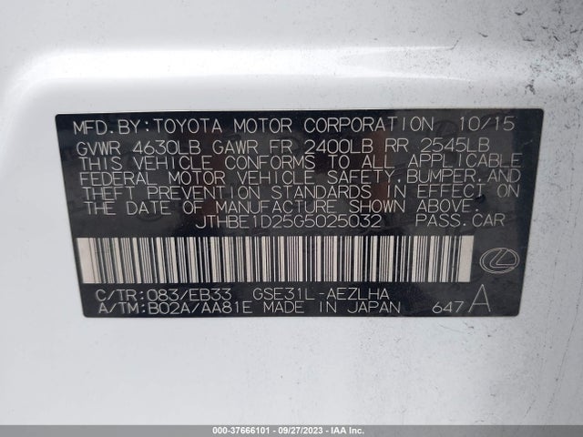 JTHBE1D25G5025032 Lexus IS 350