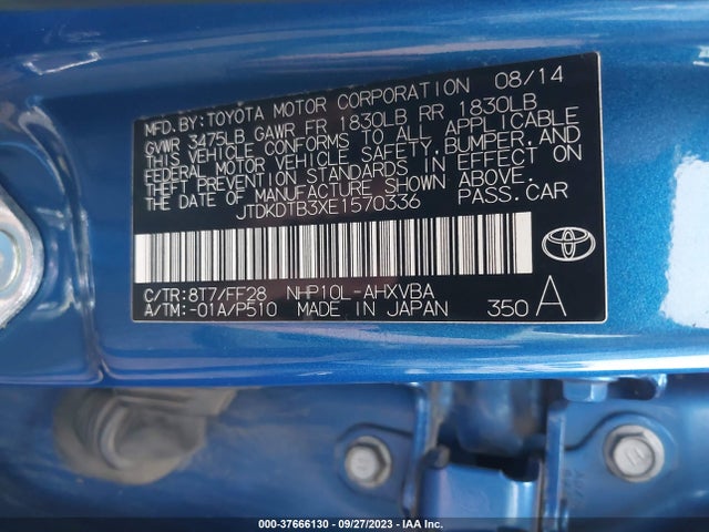 Toyota Prius C One/three/two/four 2014 JTDKDTB3XE1570336 Image 9