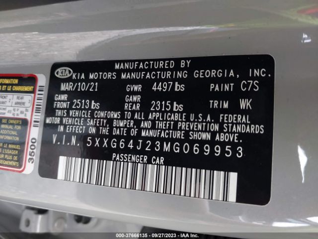 5XXG64J23MG069953 KIA K5 Gt-line