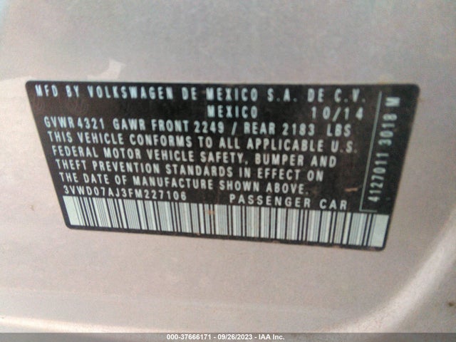 3VWD07AJ3FM227106 Volkswagen Jetta Sedan 1.8t Se