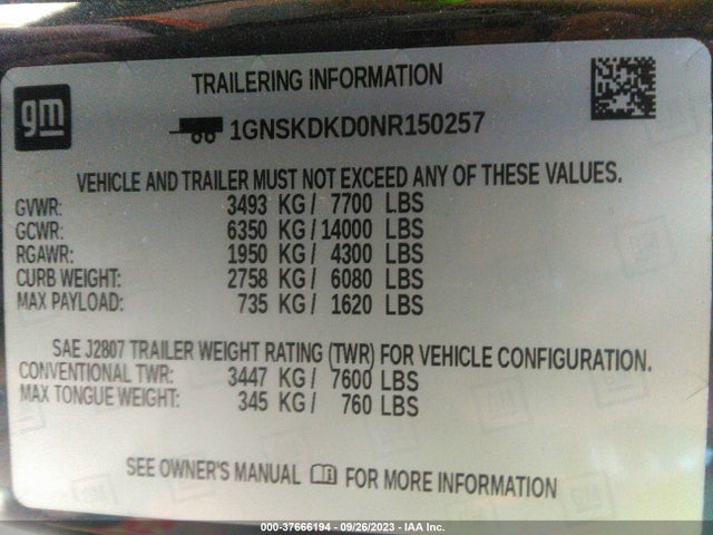Chevrolet Suburban Z71 2022 1GNSKDKD0NR150257 Image 9
