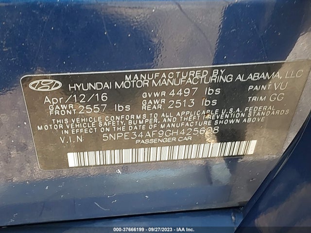 Hyundai Sonata 2.4l Limited 2016 5NPE34AF9GH425608 Image 9