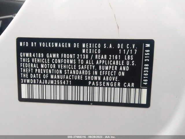 3VWDB7AJ8JM255471 Volkswagen Jetta 1.4t Se/1.4t Wolfsburg Edition