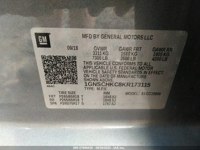 Chevrolet Suburban Lt 2019 1GNSCHKC8KR173115 Image 9