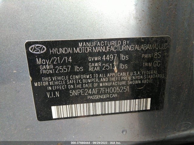 Hyundai Sonata 2.4l Se 2015 5NPE24AF7FH005251 Image 9