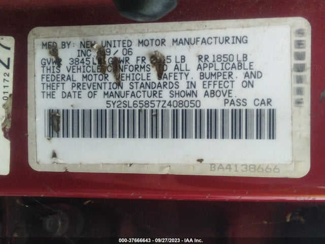 2007 PONTIAC VIBE 5Y2SL65857Z408050 Photo 8