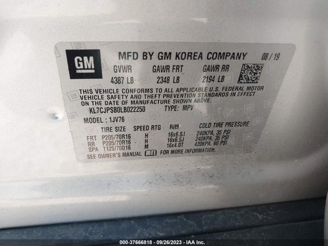 Chevrolet Trax Lt 2020 KL7CJPSB0LB022250 Image 9
