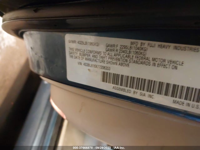 2007 SUBARU LEGACY SEDAN SPECIAL EDITION VIN: 4S3BL616X77206353