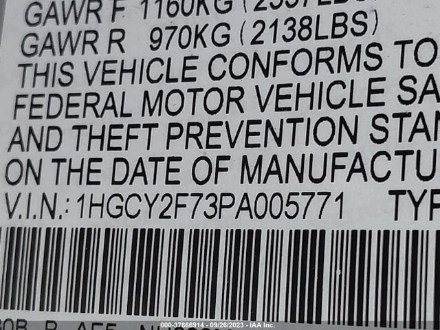 2023 HONDA ACCORD HYBRID SPORT-L VIN: 1HGCY2F73PA005771