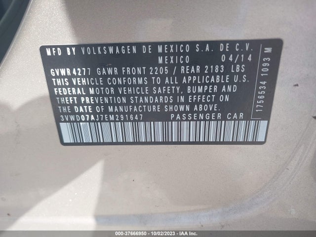 3VWD07AJ7EM291647 Volkswagen Jetta Sedan Se