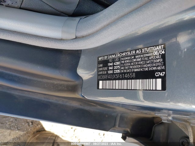2005 MERCEDES-BENZ C-CLASS 1.8L VIN: WDBRF40JX5F614658
