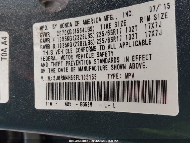 5J6RM4H59FL105155 Honda CR-V EX
