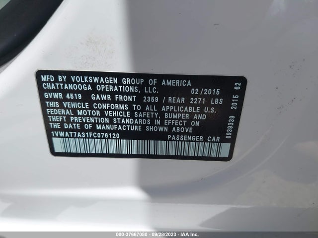 1VWAT7A31FC076120 Volkswagen Passat 1.8t Limited Edition