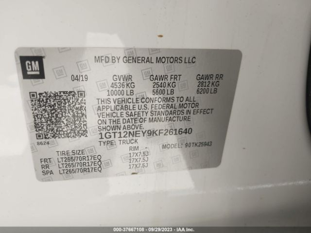 1GT12NEY9KF261640 GMC SIERRA 2500HD