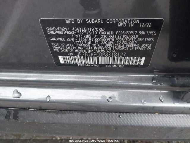 2023 SUBARU CROSSTREK PREMIUM VIN: JF2GTAPC0P8318127