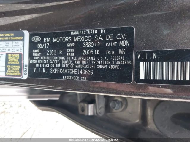 3KPFK4A70HE140639 KIA FORTE LX