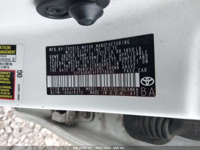 5YFBURHE4FP278402 Toyota COROLLA LE