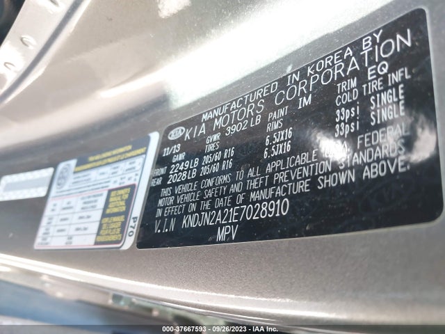 KIA Soul Base 2014 KNDJN2A21E7028910 Image 9