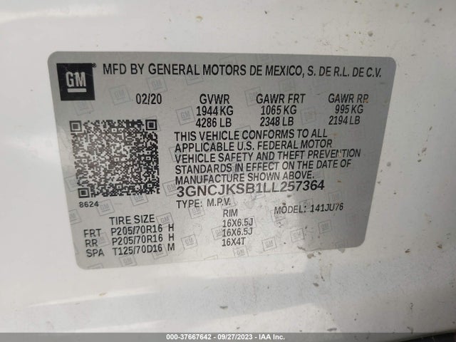 Chevrolet TRAX LS 2020 3GNCJKSB1LL257364 Image 9
