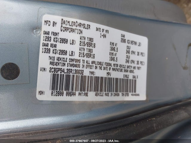 2005 CHRYSLER TOWN & COUNTRY TOURING VIN: 2C8GP54L35R136632