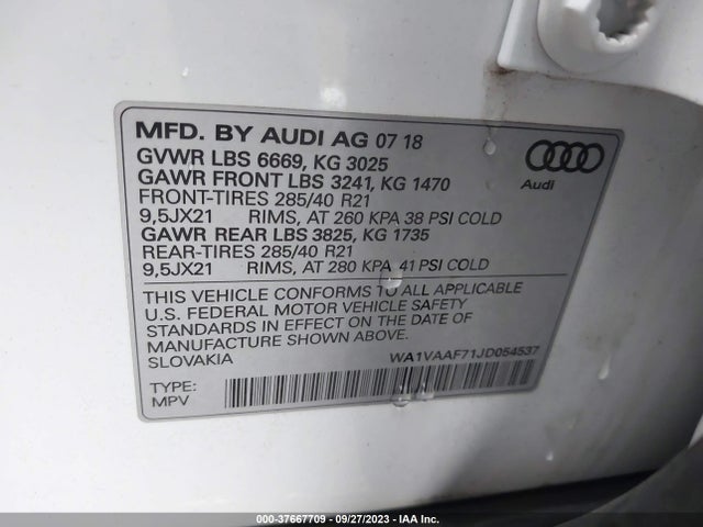 WA1VAAF71JD054537 Audi Q7 Prestige
