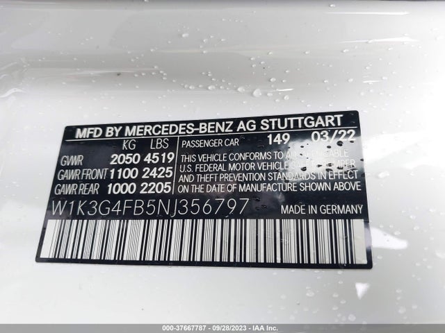 W1K3G4FB5NJ356797 Mercedes-Benz A-class A 220