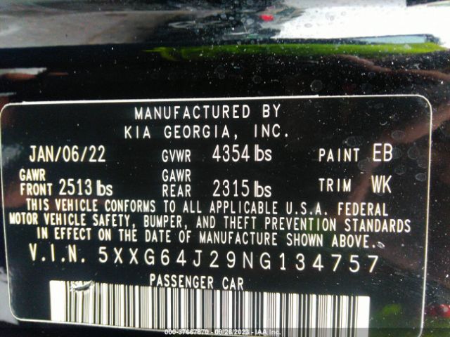 5XXG64J29NG134757 KIA K5 Gt-line