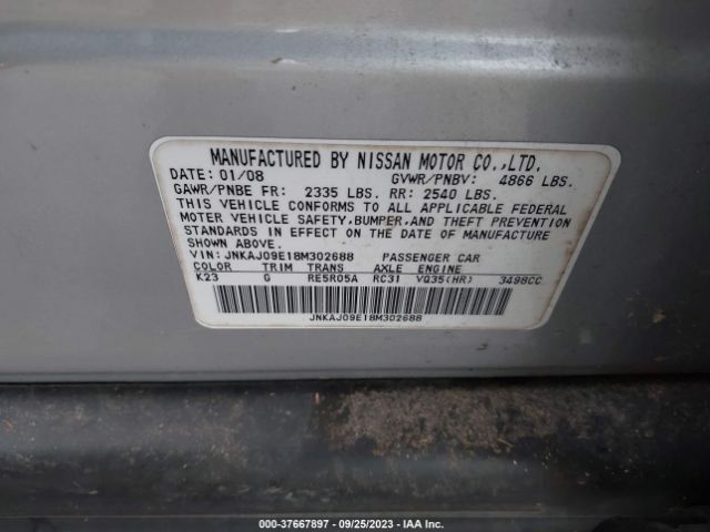 2008 INFINITI EX35 JNKAJ09E18M302688 Photo 8