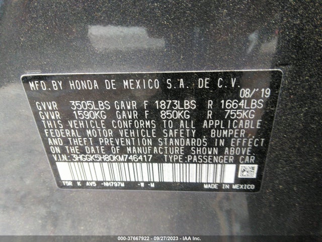 Honda FIT EX 2019 3HGGK5H80KM746417 Image 9