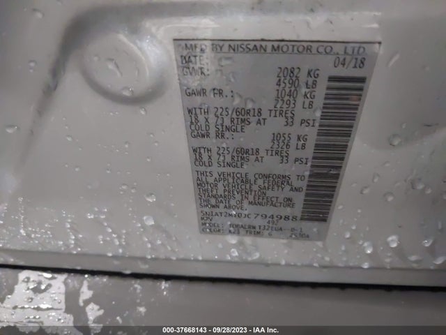Nissan Rogue Sl 2018 5N1AT2MT0JC794988 Image 9