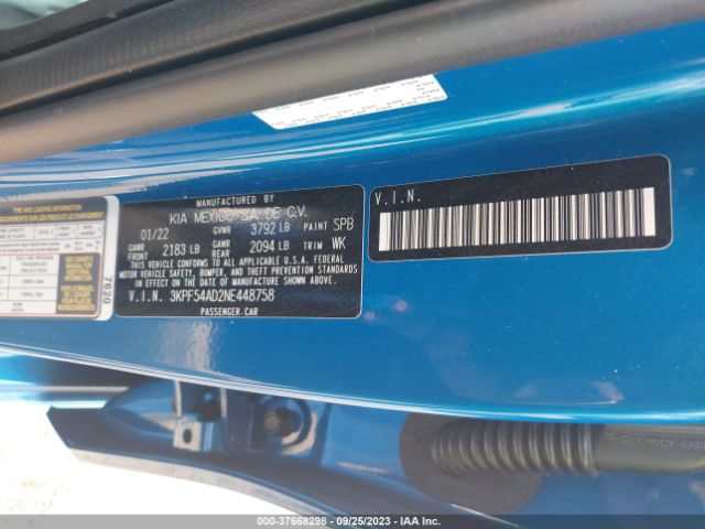 3KPF54AD2NE448758 KIA Forte Gt-line