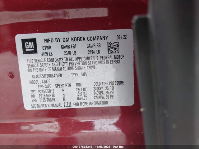 KL4CJESM2NB547560 Buick Encore Awd Preferred