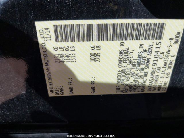 1N4AA5AP0EC910415 Nissan Maxima 3.5 Sv W/sport Pkg
