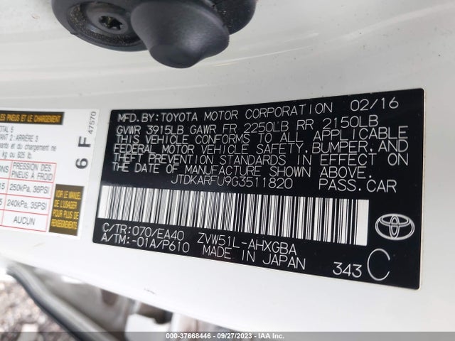Toyota Prius Four 2016 JTDKARFU9G3511820 Image 9