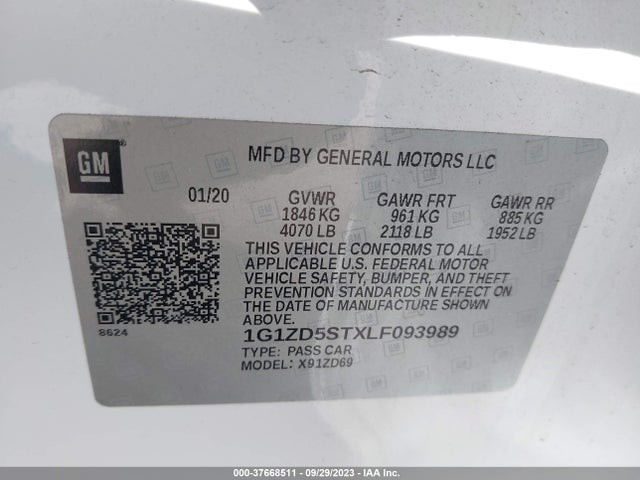 Chevrolet MALIBU LT 2020 1G1ZD5STXLF093989 Image 9
