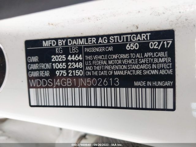 WDDSJ4GB1JN502613 Mercedes-Benz Cla Cla 250