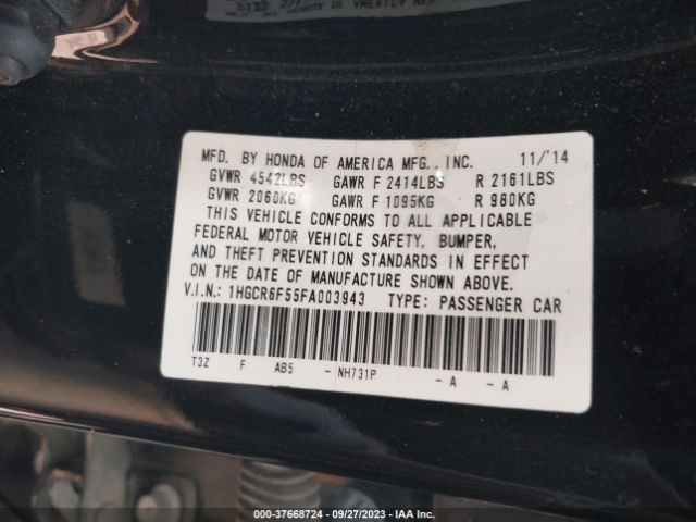 1HGCR6F55FA003943 Honda Accord Hybrid Ex-l