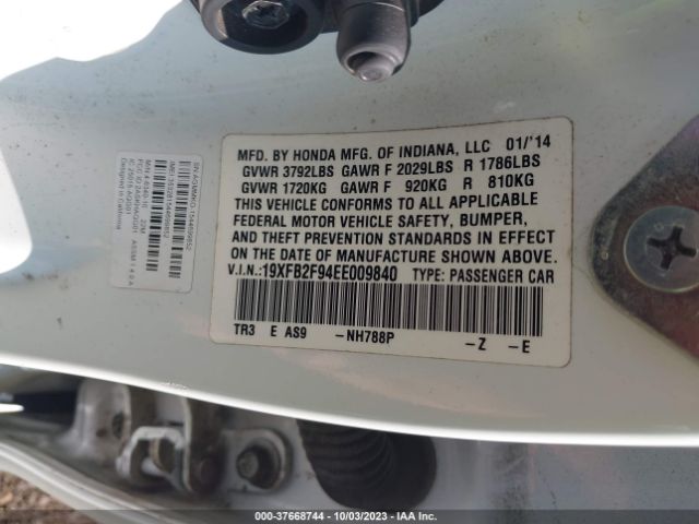 19XFB2F94EE009840 Honda Civic Sedan Ex-l