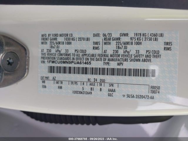 1FMCU0MN9PUA61465 Ford Escape St-line